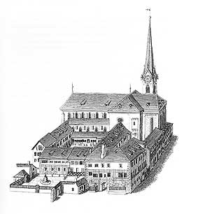 Fraumünster und Abtei um 1750