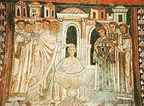 Konstantin-Taufe San Silvestro, Rom, um 1200